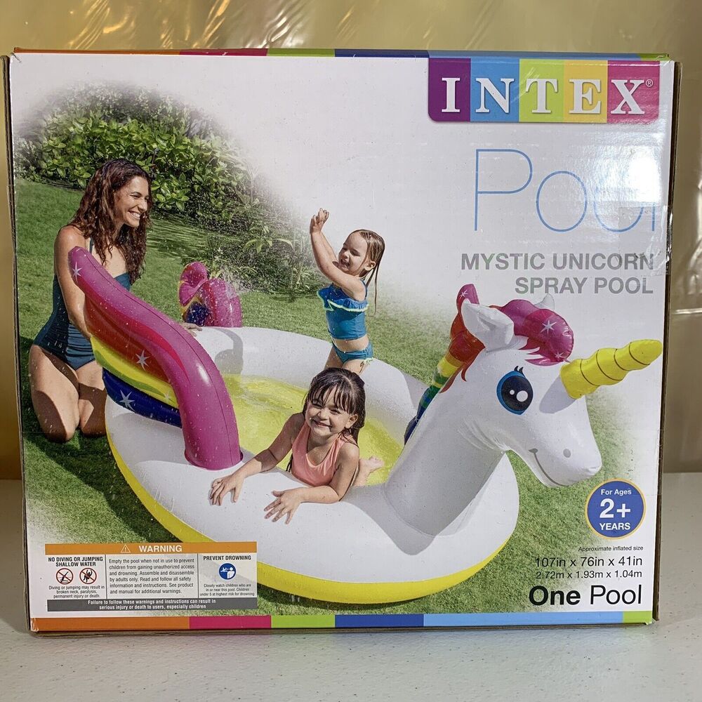 Intex Pool Mystic Unicorn Inflatable Spray Pool 107X 76X41 for Ages 2+ Kids